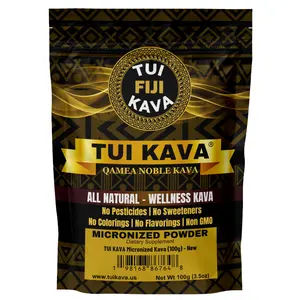 TUI KAVA PREMIUM MICRONIZED WELLNESS KAVA - Travel Size - 100g (3.5oz) | Premium High Kavalactone/Potency | Great for Professionals, Gamers, Creatives and Parents | Healthcare Supplement  | All Natural | Great in Smoothies and Protein Shakes
