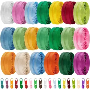 100 Yards 20 count Sewing Zippers Bulk #5 Nylon Coil Zippers 20 Color Assorted Zipper for Sewing with 200 Zipper Sliders for DIY Tailor Bags Purses Crafts Supplies(Soft Color)