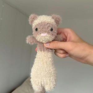 Crochet Ferret Handmade Fluffy Weighted Plushie Soft Cuddly Companion Ideal Gift Yarn Material