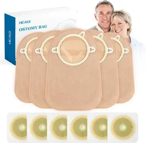 60pcs Ostomy Supplies Ostomy Bags 2 Piece Closed End, 2-Piece Disposable Colostomy Bags for Ileostomy Stoma Care, Travel Backup, Cut-to-Fit, 70mm Max (40 x Ostomy Bag + 20 x Skin Barrier）