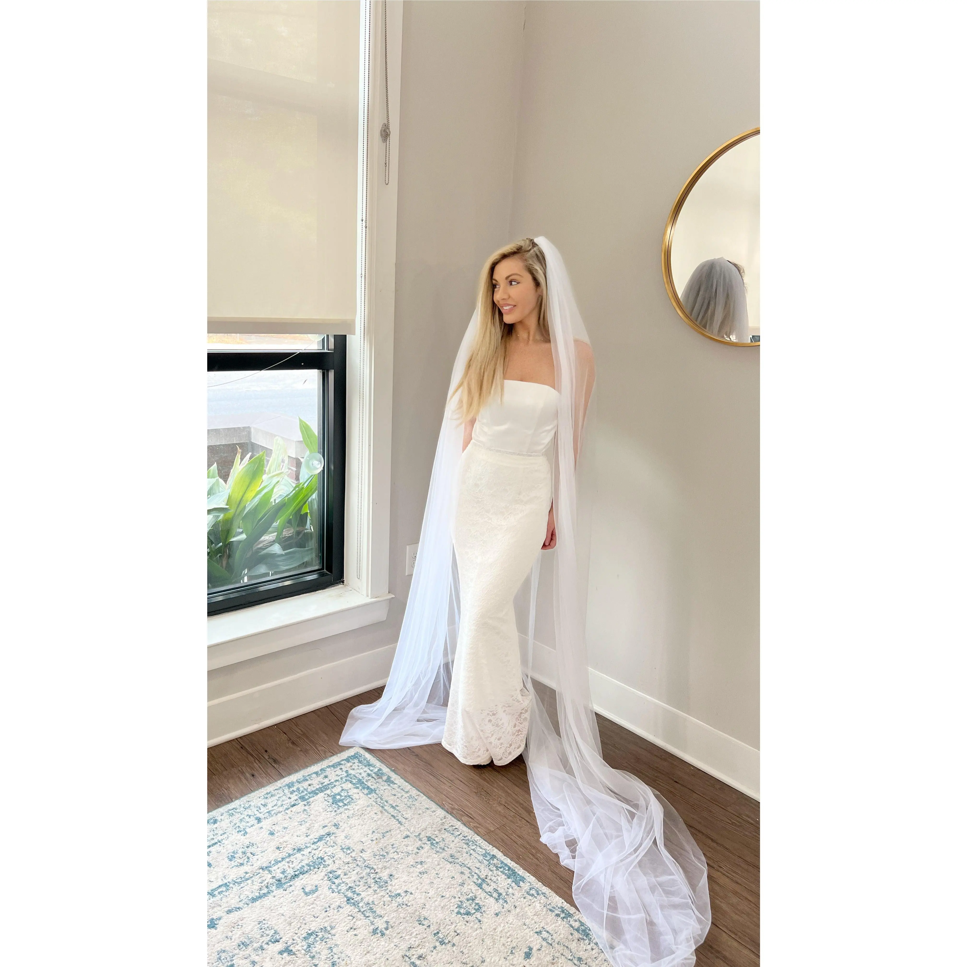 Simple Extra Long Cathedral Length Tulle Wedding Veil
