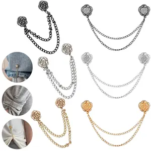 Magnetic Chain Clothing Clips, 6Pcs No-Hole Strong Magnet Clips for Women, Adjustable Pant Hem & Shirt Sleeve Cinchers for Outfit Styling