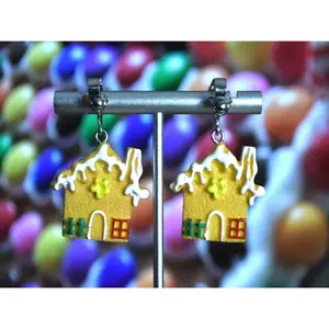 Gingerbread House Clip On Earrings