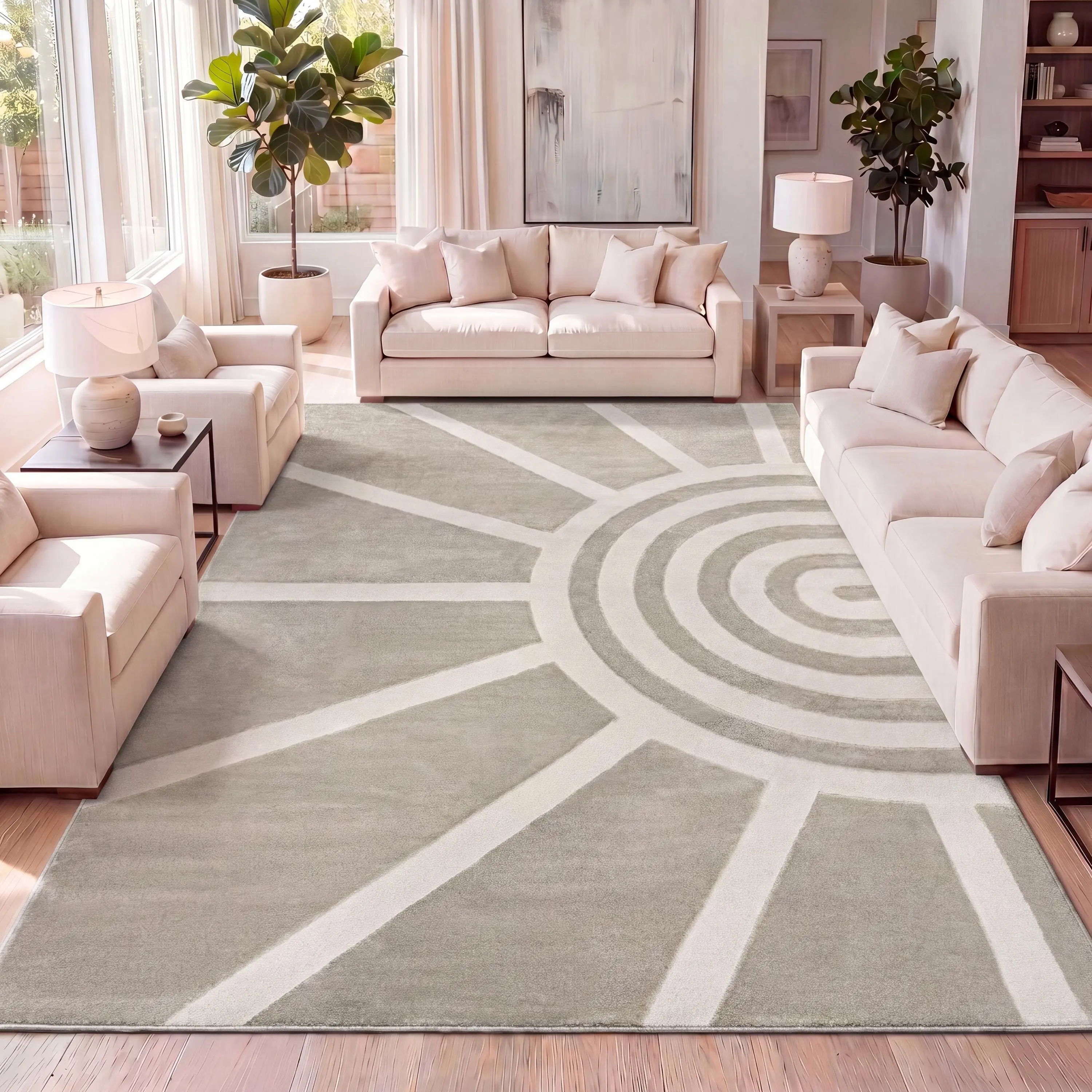 JONATHAN Y Aelius MidCentury Scandinavian Abstract Sun Two-Tone High-Low Indoor Area Rug; for Living Room, Kitchen, Bedroom, Dining Room, Office