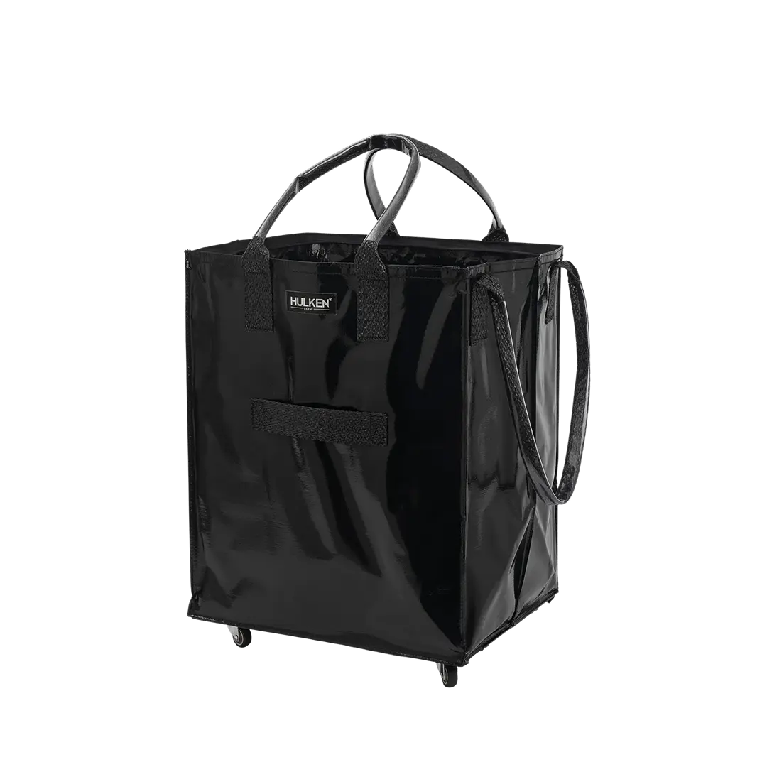 HULKEN Black Women's Rolling Tote - Durable Shopping Tote for City Dwellers, Grocery Shopping Bag, Office Daily Commute Essential, Sleek Spacious Built-to-Last Luggage with Smooth Easy-Glide Wheels