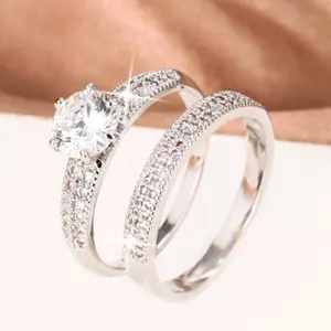 2 Cubic Zirconia Engagement Rings - Engagement Wedding Decoration for Women - Gifts for Women - Party