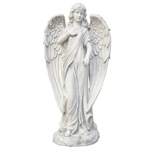 Direct Wicker GS-24939A-WH 12.2' Smooth Magnesium Oxide Angel Sculpture - 16x12x31 in, Artistic Grace, Lifelike Detail, Outdoor/Indoor Safe for Garden, Home Decor