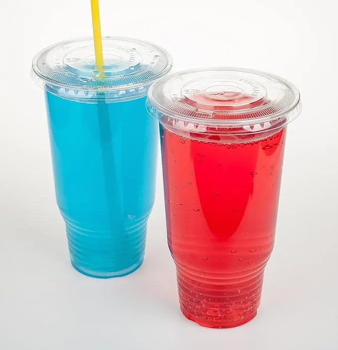 SandyToes Sips Reusable 32 oz Clear Water Bottle & Cup Set with Cup Lid, Straw - 2-Pack Bottle (Kitchenware Drinkware)
