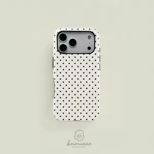 Black Dots Pattern Phone Case with HD Prints, Smartphone Protector, Heavy Duty Shockproof 2in1 Cover for iPhone 17 16 15 14 13 Pro Max, Samsung Galaxy S25 S24 S23 Ultra Series Holiday Gift Minimalist Case
