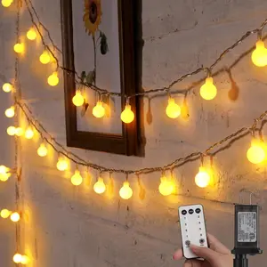 Globe String Lights,  Feet 100 Led Fairy Lights Plug in, 8 Modes with Remote Mini Globe Lights for Indoor Outdoor Bedroom Party Wedding Garden Christmas Tree Decor, Warm White
