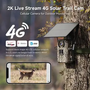 [Summervibes] Solar Powered Wireless 4G LTE Trail Camera- 2K Live Video,WiFi Not Supported, Remote APP Controlled, WaterProof, Motion Activated, Night Vision, 4G Data Cellular Card Included (Data refill is required for Unlimited 4G data usage) summerwins