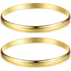 FLORIDECO 1-3PCS Bracelet Bangle Bracelet for Women 6MM Plain Polished Bracelet Couple Valentines Day Gifts