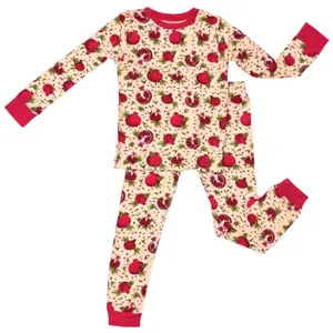 Bamboo Pajama Set Buttery Soft 2 Piece PJs for Girls Kardashian Favorite - Passionate Pomegranate