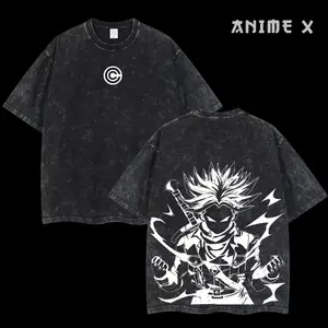 Retro Vintage Limited Trunks DBZ - Dragon Ball Anime Double Printed Oversized Washed Tee Unisex Oversize Anime Manga Acid Washed Lightweight Cotton T-Shirt, Hoodies & Sweater Wash Gift For Anime Fan, Anime Lover Menswear Top Tshirt Streetwear Crewneck