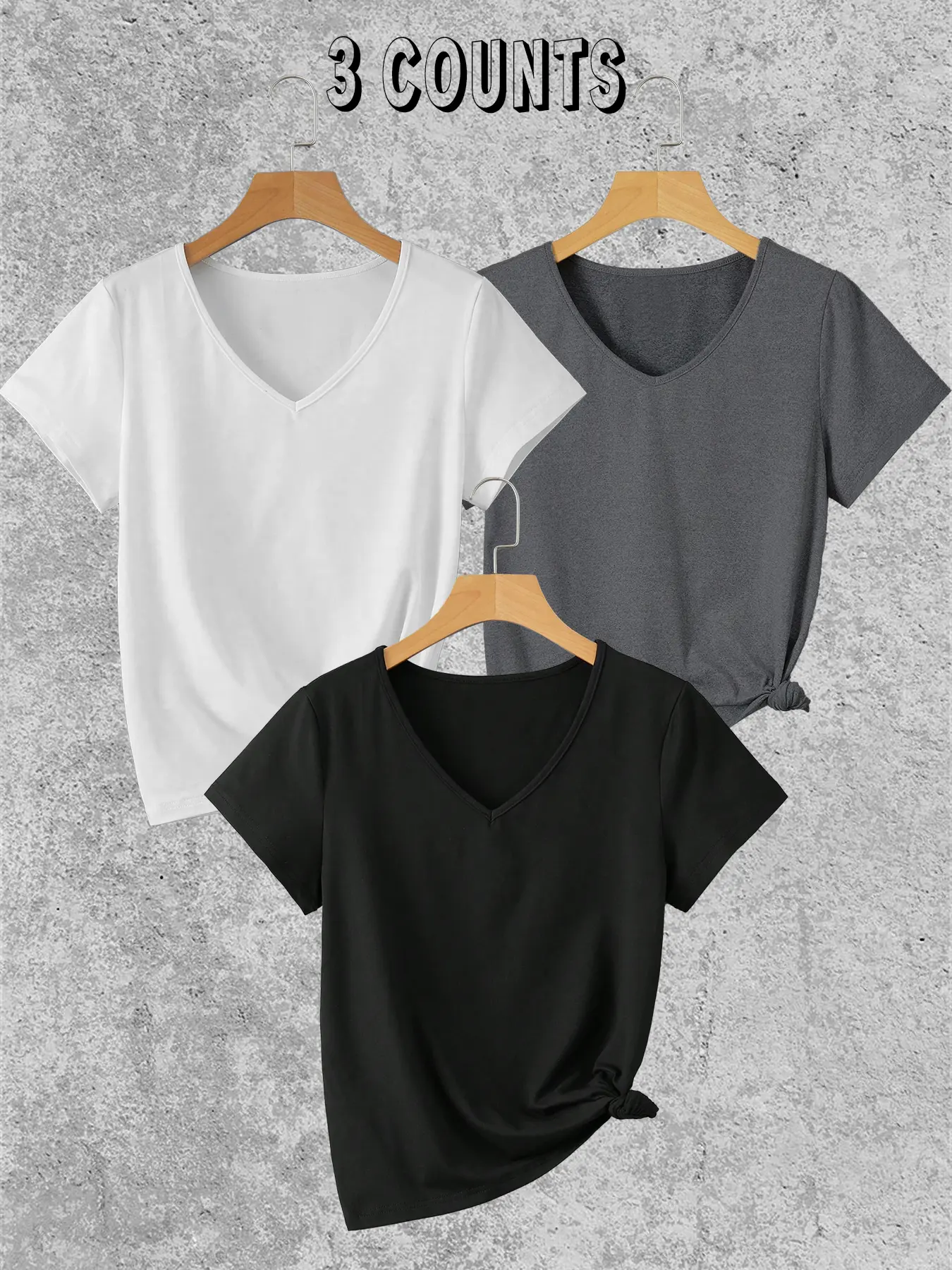 3-Pack V-Neck Basic T-Shirts - Soft Casual Short Sleeve Tees