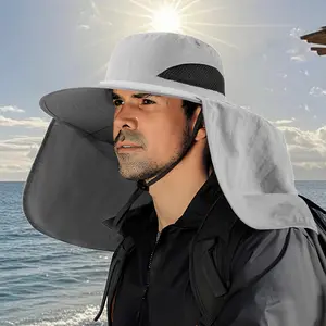 2 Packs Fishing Hat for Men Women,Outdoor UV Waterproof Wide Brim Bucket Hat,UPF50+ Sun Hat with Neck Flap outdoorfun