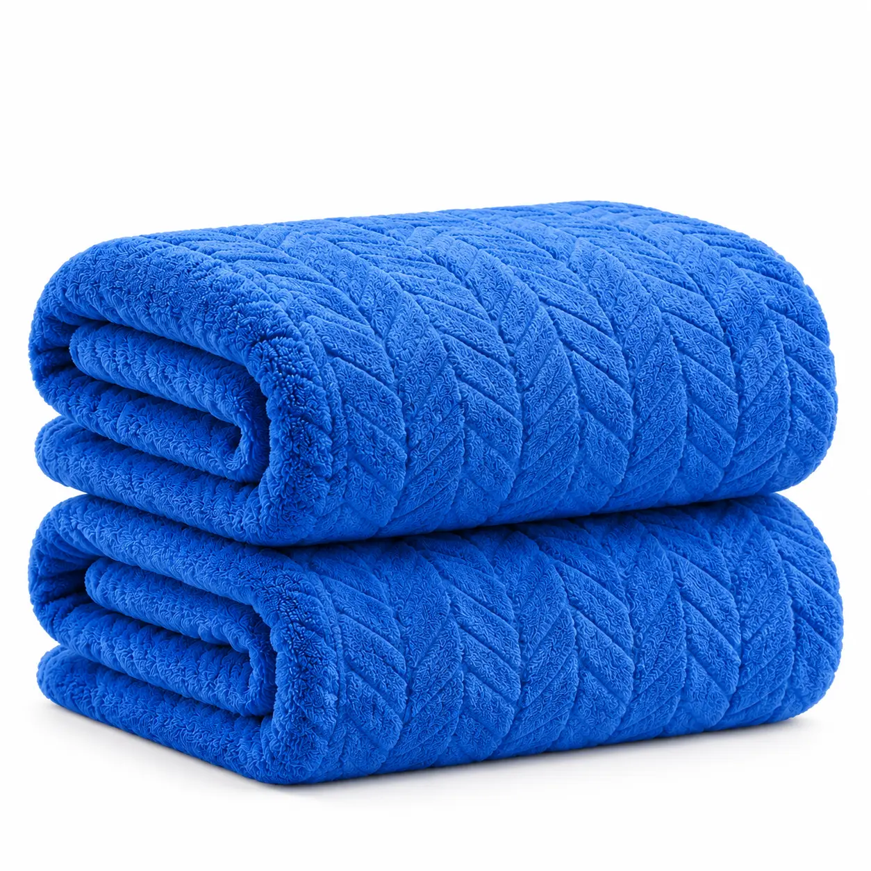 2-Pack Large Bath Towels, 27.5 x 55 inches / 70 x 140 cm – Soft, Absorbent, and Quick-Drying Set with Textured Herringbone Weave; Suitable for Bathroom, Home, Gym, Spa, and Travel.