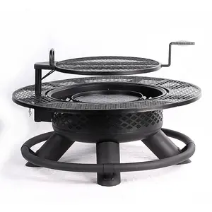 Master Forge Rancher 47.24-in W Black Steel Wood-Burning Fire Pit