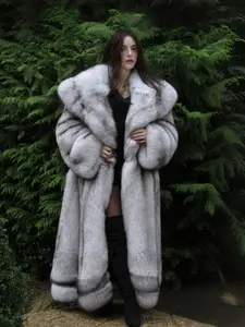 Women's Silver Color Faux Fox Fur Hooded Coat, Loose Fit Soft Warm Jacket for Fall & Winter, Versatile Daily Commute Party Outerwear