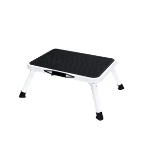 Foldable Step Stool with Non-Slip Platform & Rubber Feet, 1-Step Ladder with Carrying Handle, 330lbs Capacity Sturdy Metal Foldable Stool for RV, Truck, Home Kitchen, Indoor & Outdoor Use