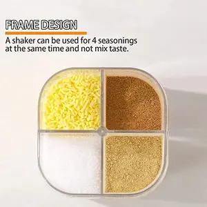 【LA000248】4 in 1 Multi Spice Container, Portable Travel Seasoning Containers Condiment Jars, Picnic Cooking Spice Dispenser Plastic Salt and Pepper Shaker for Camping Kitchen Restaurant Steak BBQ