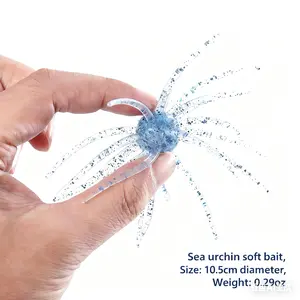 COIKE 17-20L Heavyweight Multi-Tentacle Soft Fishing Lures TPE Floating Tear-Resistant Sea Bass Bait with Red & Golden Accents Realistic Sea Urchin Design for Freshwater & Saltwater Angling VP413806