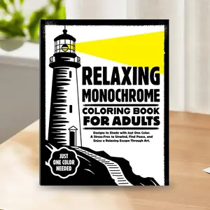 Single Color Adult Coloring Book, Easy Stress-Free Design, Perfect for Relaxation and Entertainment, No Pen Included