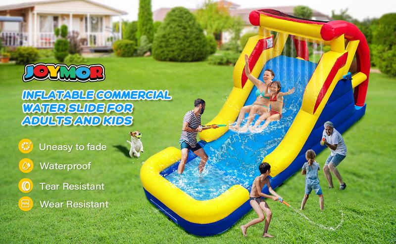 JOYMOR Commercial Grade Water Slide for Adults and Kids with Double Wide Slide, Splash Pool (21 x 8 x 11ft), 100% PVC Vinyl Inflatable Water Park for Backyard with Strong Air Blower
