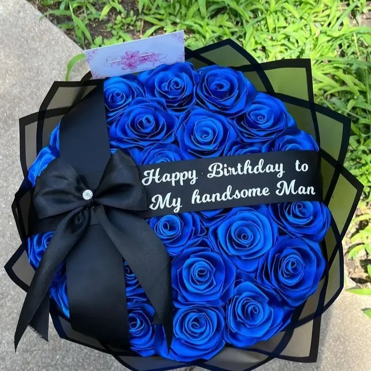 50pcs Blue Artificial Bouquet - Gift for Him