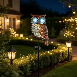 Outdoor Solar Powered Owl Statue Light