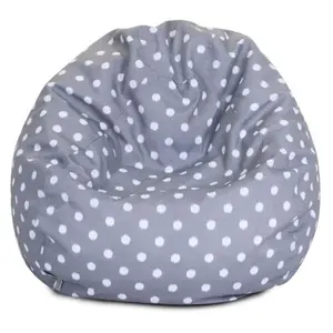 Majestic Home Classic Small Gray Ikat Dot Bean Bag, Eco-Friendly Indoor Furniture Sofa for Playroom, Outdoor Seating with 1000 Hours of U.V. Protection, 28 x 28 x 22 in