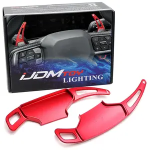 iJDMTOY Racing Sports Red Aluminum Larger Paddle Shifter Extension For Ford 2024-up Mustang