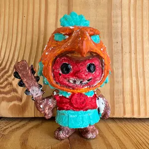 Nahual Eagle Warrior Handcrafted Aztec Eagle Spirit Statue 5.5" x 4" with Unique Design and Colorful Details