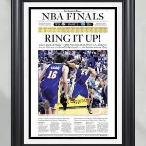 2009 LA Champions Unframed Newspaper Front Page Print Kobe Bryant Staples Center