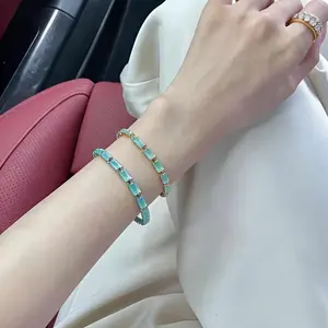 Bracelet “Mist Sea Deep Reflection” — cool lake blue square bracelet, Korean minimalist style with a premium feel, versatile women’s accessory
