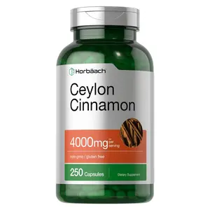 Horbäach Ceylon Cinnamon Capsules 4000mg | 250 Pills| Cinnamon Bark Extract | Non-GMO, Gluten Free