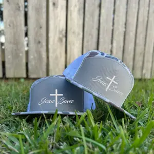 [6 Styles] Jesus Saves Embroidered 7 Panel Hat – Brown Khaki Brackish Bottomland Camo White Black Mesh Snapback, Christian Faith Trucker Cap, Flat Bill Vintage Camo Hat Cap for Men and Women