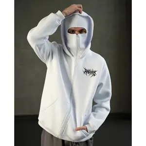 Men's Dual-Hood Zip-Up Hoodie American Street Style Windbreaker with Face Mask Stylish Minimalist Full-Zip Sweatshirt Ideal Windproof Sports Jacket for Couples Perfect for Casual Everyday Wear Menswear Fashion Love Matching Streetwear tiktok shop deals