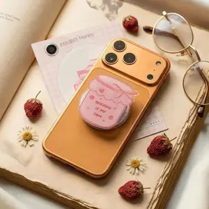 Reading Is My Jam Phone Grip, Cute Strawberry Jam Jar Acrylic Phone Holder, Pink Bookish Phone Stand, Cottagecore Reader Gift