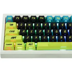 PBT Keycaps V2 Cyberpunk Keycaps Shine Through Side Printed Thick Cherry Profile 130  Dye Sub Custom Set for ISO ANSI 60 65 75 100 Percent Mechanical Keyboard -Cyber  v2