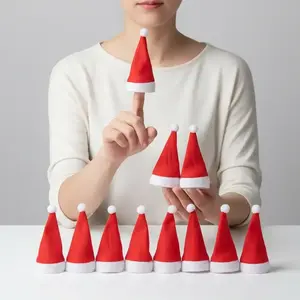 12-piece mini red Santa Claus hat, small Santa Claus hat for handicrafts, small Santa Claus hat for Christmas party table decoration, Party Decoration Supplies