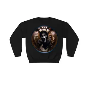 Horror Ghostface in a Elevator Black Sweatshirt, Halloween Movie Sweater - T-Shirt - Hoodie, Gift for Halloween Unisex Heavy Blend™ Crewneck Sweatshirt