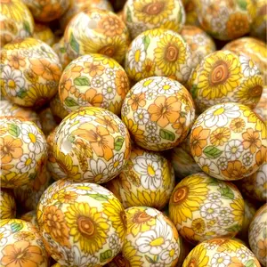 My Garden is my Happy Place Printed Silicone Beads - Sunflower Beading & Crafting DIY