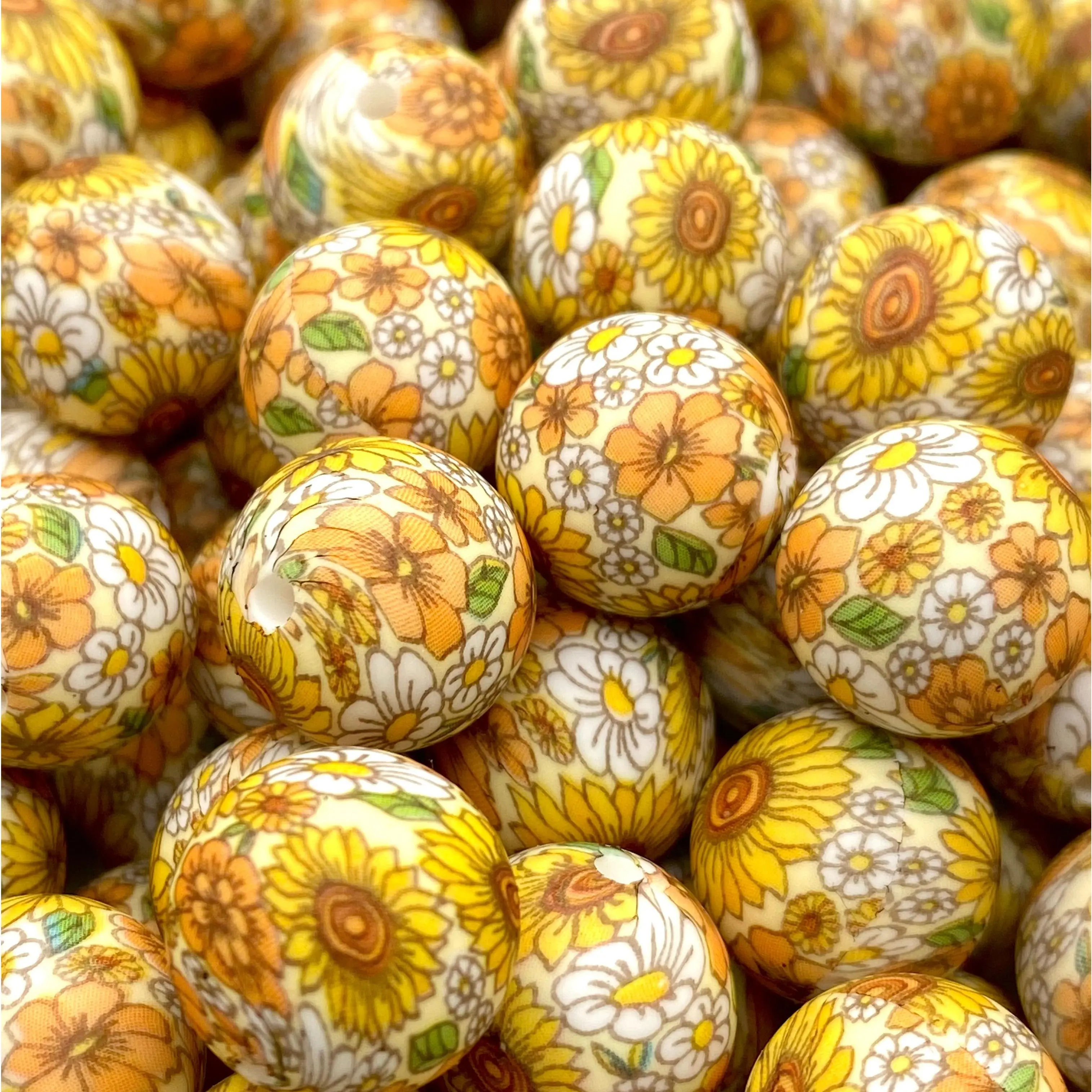 My Garden is my Happy Place Printed Silicone Beads - Sunflower Beading & Crafting DIY