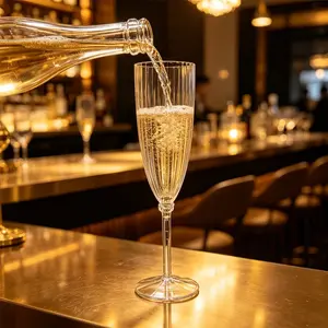 Hot-selling 8-ounce transparent plastic champagne cups for family, holiday, camping, party, wedding toast cups and beverage cups