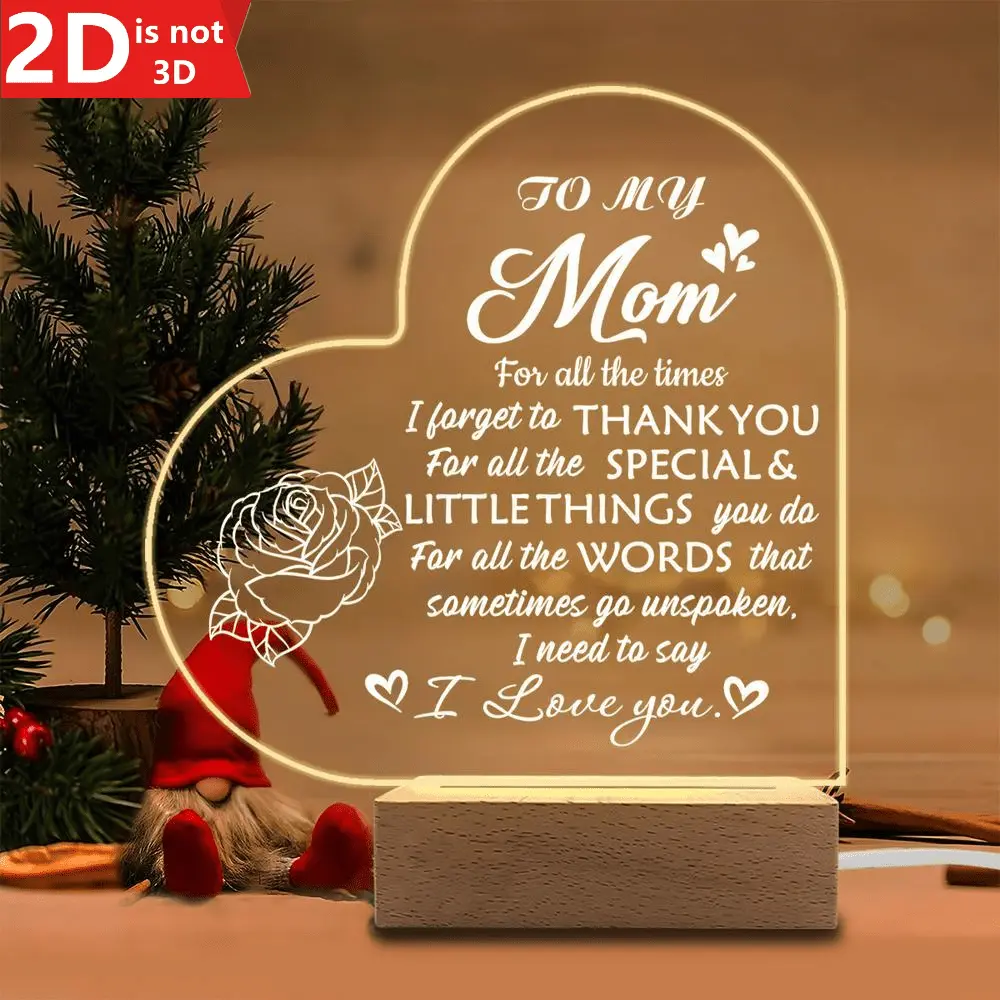 Heart-Shaped Acrylic Night Light — Ideal for Mother's Day, Birthday & Family Celebrations.