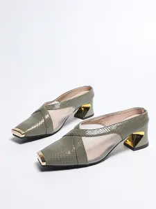 Summer Breathable Fashion Closed-Toe Slippers for Women, PU Leather Chain Design, Medium Width, Anti-Slip Soft Rubber Sole, Outdoors