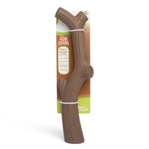 Baba Buddies Twiggy Rubber Dog Toy Durable Natural Rubber Dog Toy for Large & Medium Dogs, Bacons Flavored Curved Branch, Tough Chew & Squeaky