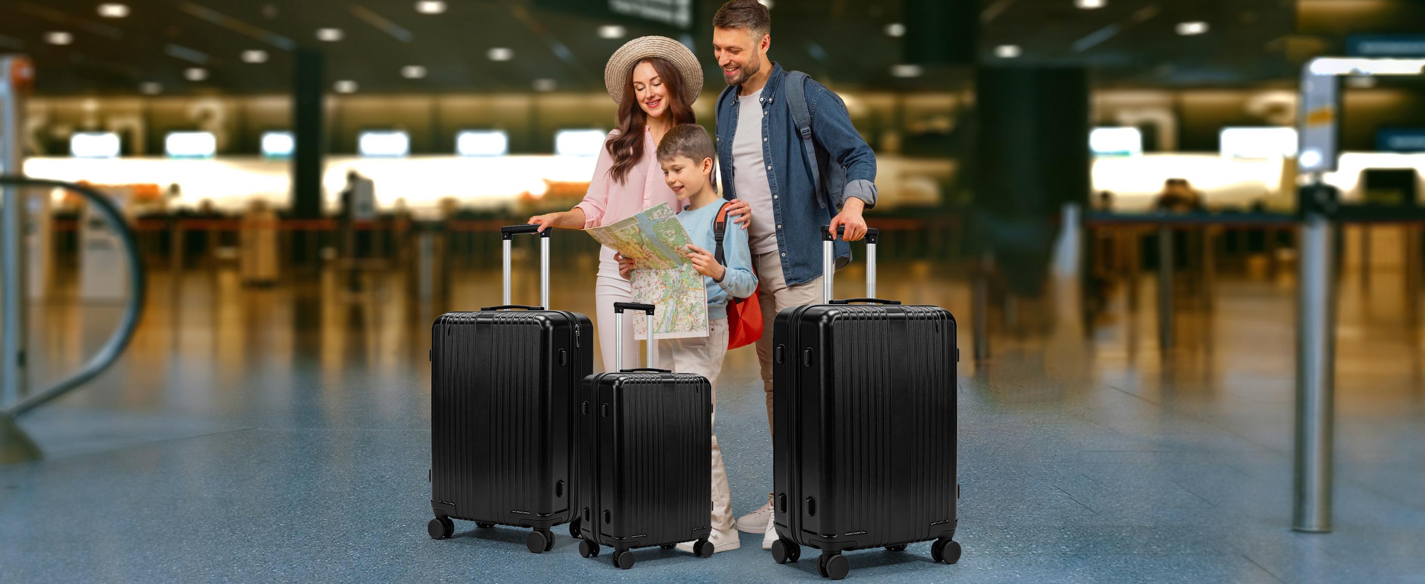 3pcs Fashion Luggage Set Hard Shell Suitcases Lightweight Durable Zipper Closure Spinner Wheels  Multi-Size 20/24/28 inch