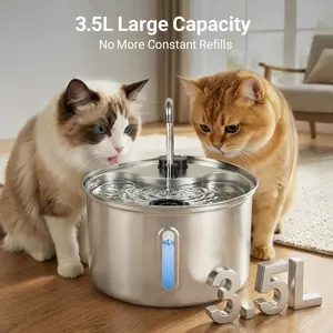 【Memorial Day】Sovelivee Cat Water Fountain Stainless Steel: 112oz/3.5L Cat Fountain for Drinking - Pet Water Fountain for Cats Inside - Quiet Cats Water Bowl Dispenser - Kitty Drinking Fountains - for Pets& Small Animals